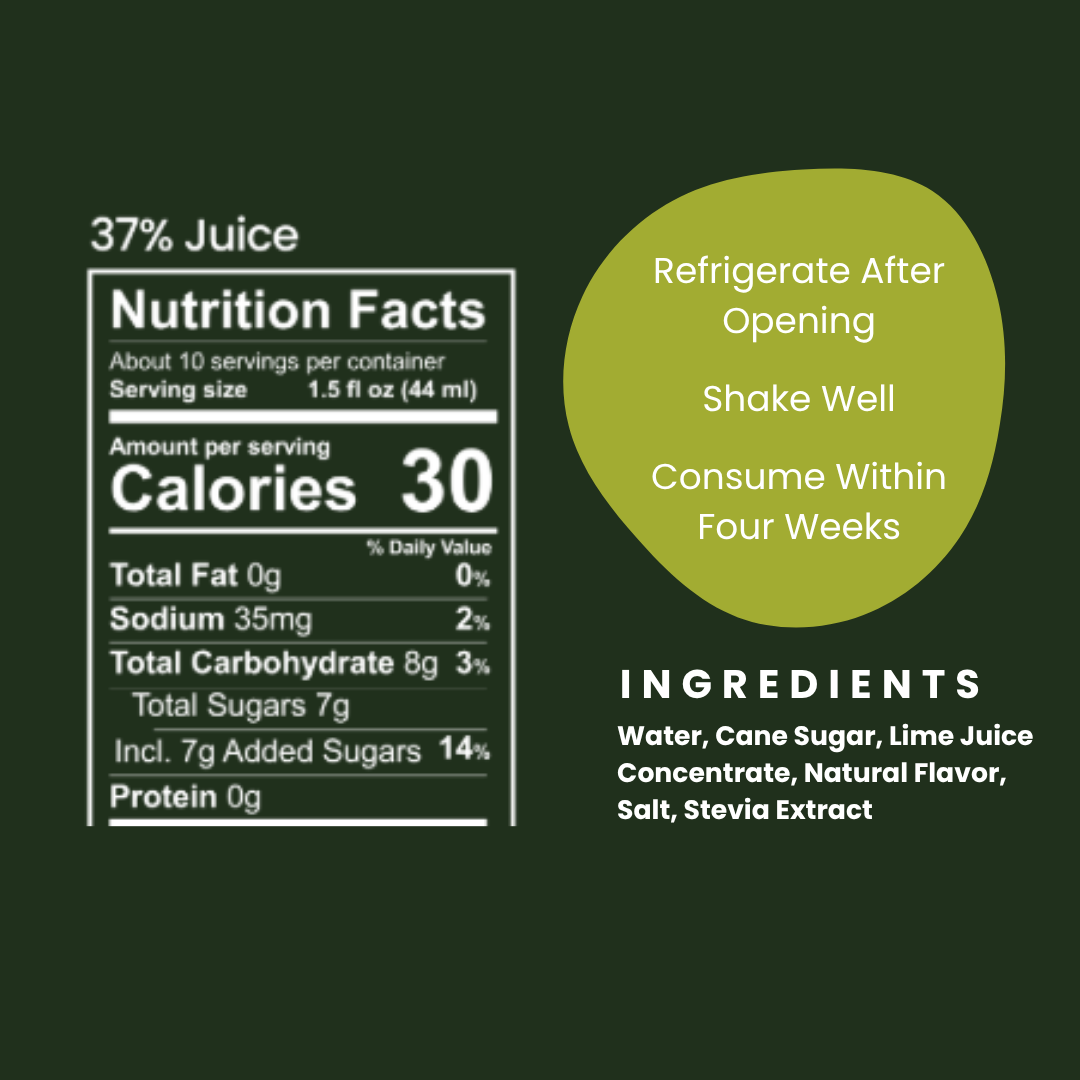 nutrition facts label and ingredients list on a green background